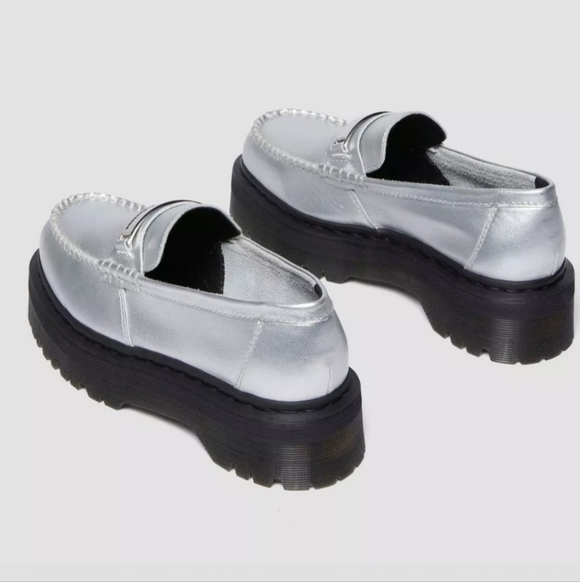 Dr. Martens Silver Penton II quad Adrian Metallic Tumble platform loafers size 9 - Picture 7 of 11